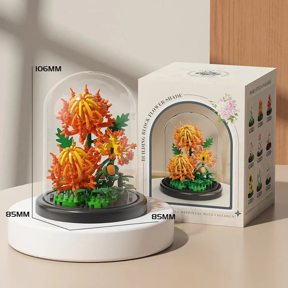 MOC Eternal Bouquet Rose Building Blocks Flower Building 3D Set DIY Eternal Bouquet Display Box Brick Toy for Home Office Decor