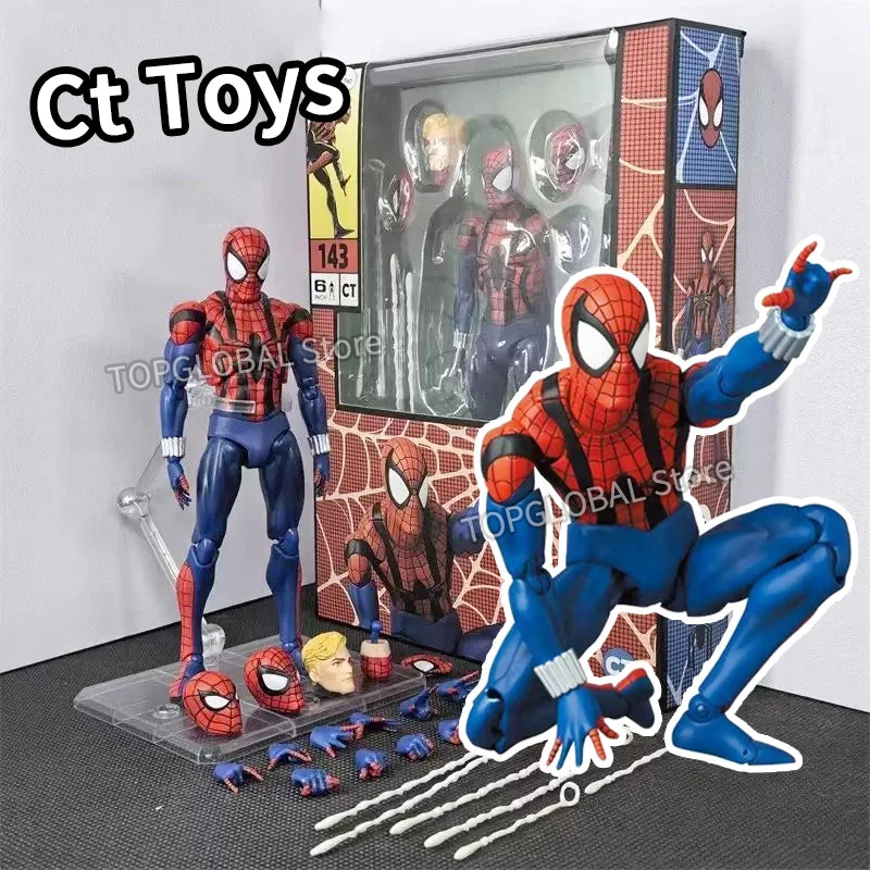 Ct Toys Mafex 001Spiderman Peter Parker Andrew Garfield The Amazing Spider-Man Shf Anime Action Figure Figurine Toys Customized