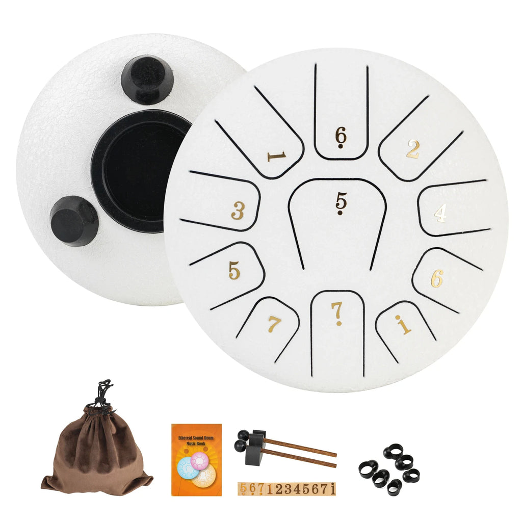 Miwayer 6" Steel Tongue Drum Gift Set | 11-Note Sound Healing Instrument w/Tuning Kit | Yoga/Meditation/Anxiety Relief Tool