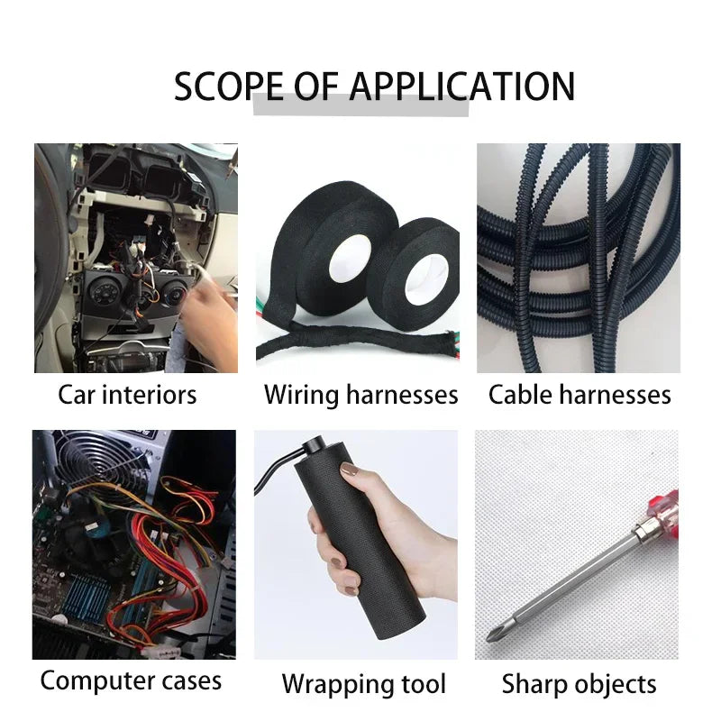Flannel Cloth Harness Tape Anti Noise Wear Resistant Self Adhesive Fabric Tape for Car Wiring Harness Auto Interior Protection