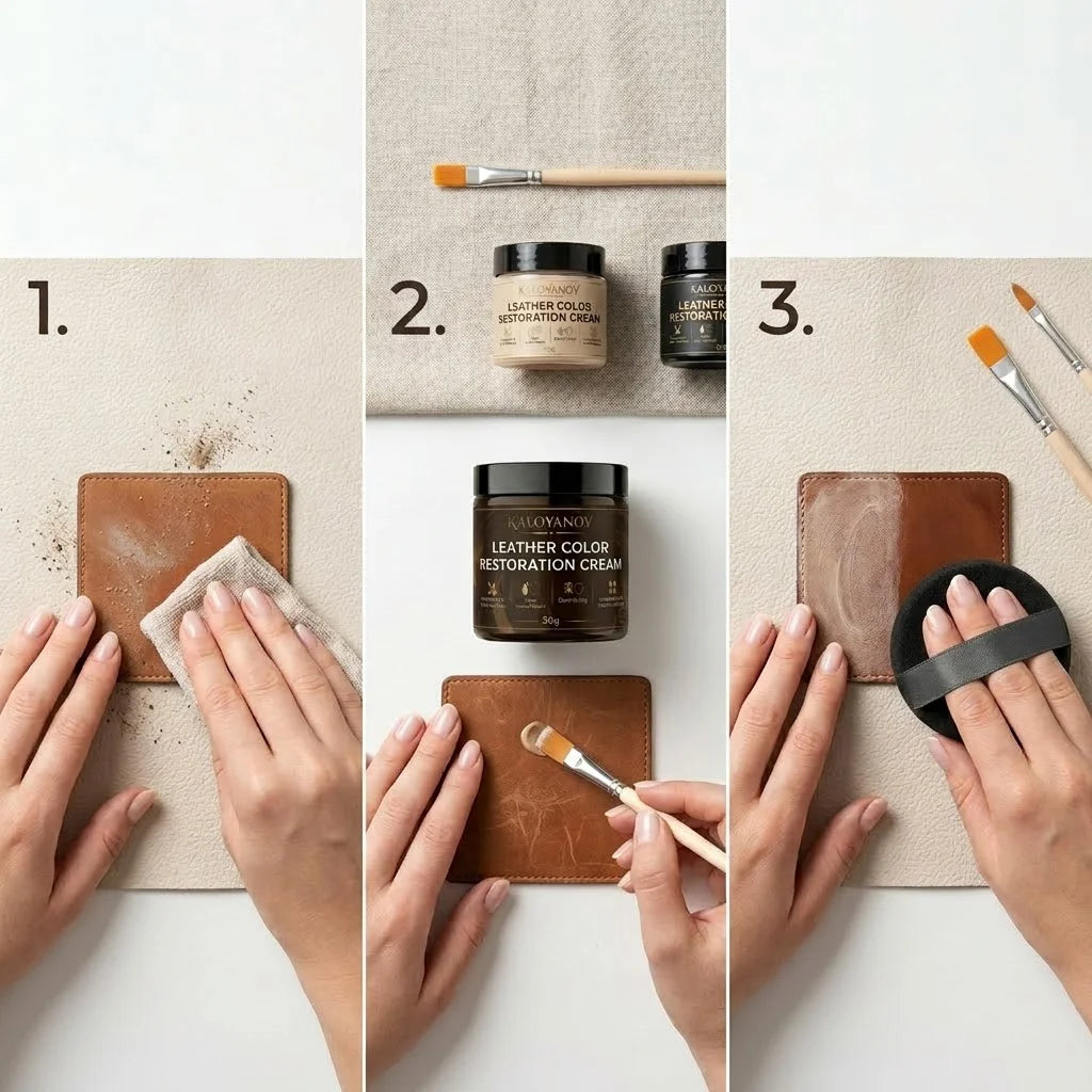 Leather Repair Cream Kit with 2 Brushes & Sponge Black Brown Beige Leather Dye Balm Cleaner for Shoes Bags Car Seats Couch