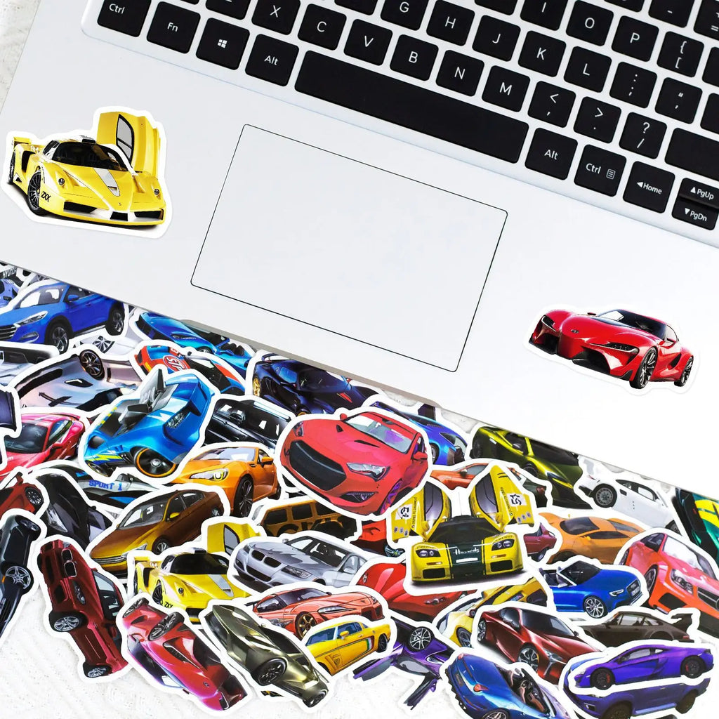 50pcs Cool Car Sticker, Racing Car Sticker and Decals for Kids, Phone Case, Guitar, Scooter, Laptop, Kettle Decoration Stickers