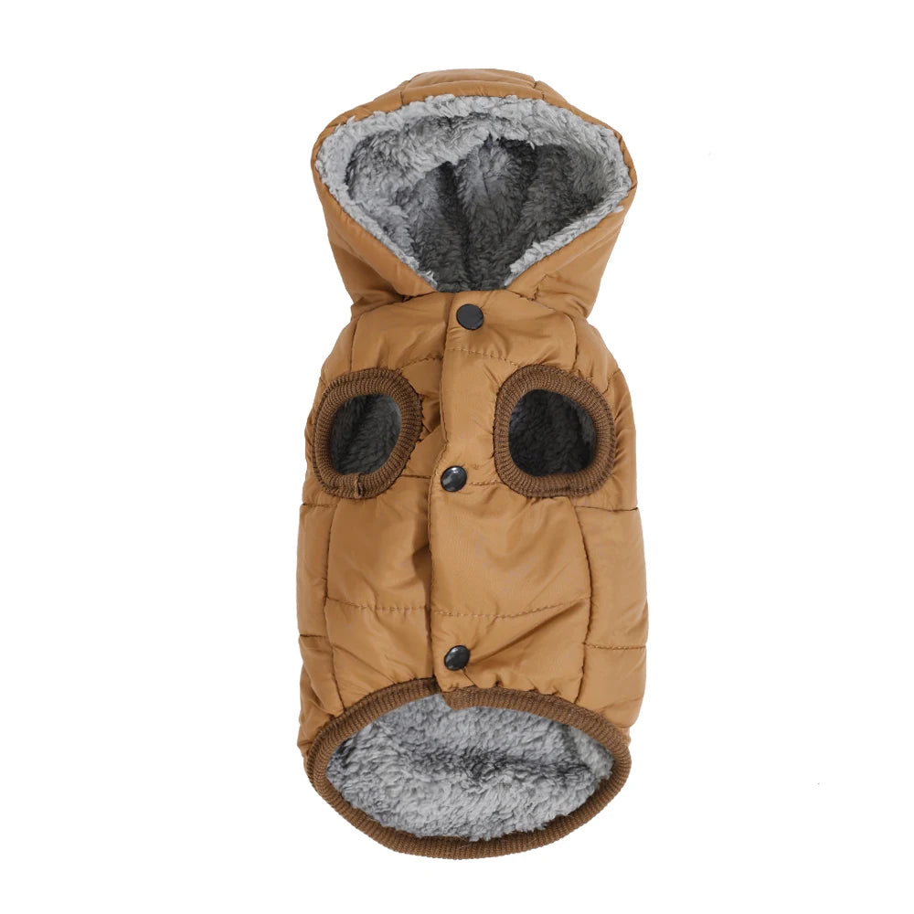 Warm Fleece Dog Coat Hoodie For Small Medium Dogs Winter Puppy Clothes Jacket With D-ring Thick Cozy Pug Dachshund Parka Costume