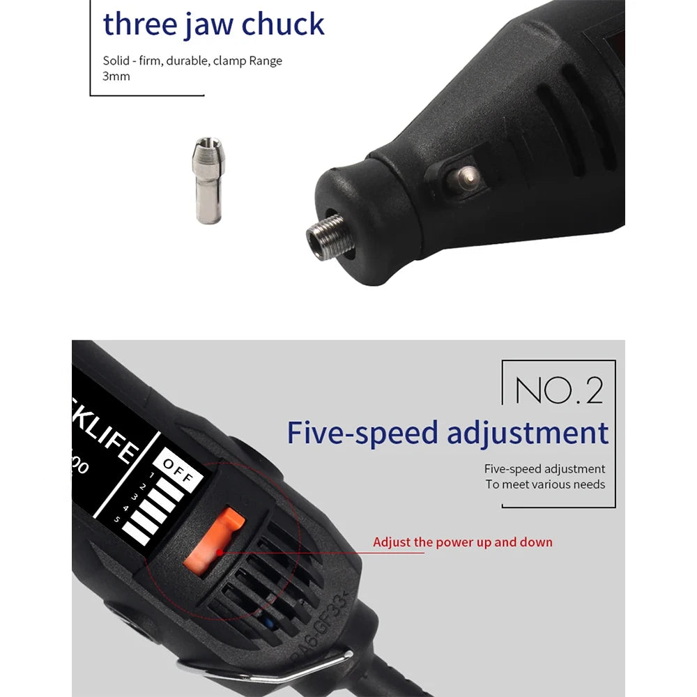 JANGKLIFE110-220V Polishing and Drilling, High-Power Grinder and 211pcs Set, Cutting, Engraving, Multi-Function Electric Grinder