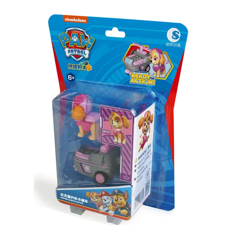 Genuine Paw Patrol PVC Cartoon Model Car 4-6cm Ryder Mashall Chase Rubble Skye Puppy Patrol Toys Figure Children Christmas Gifts