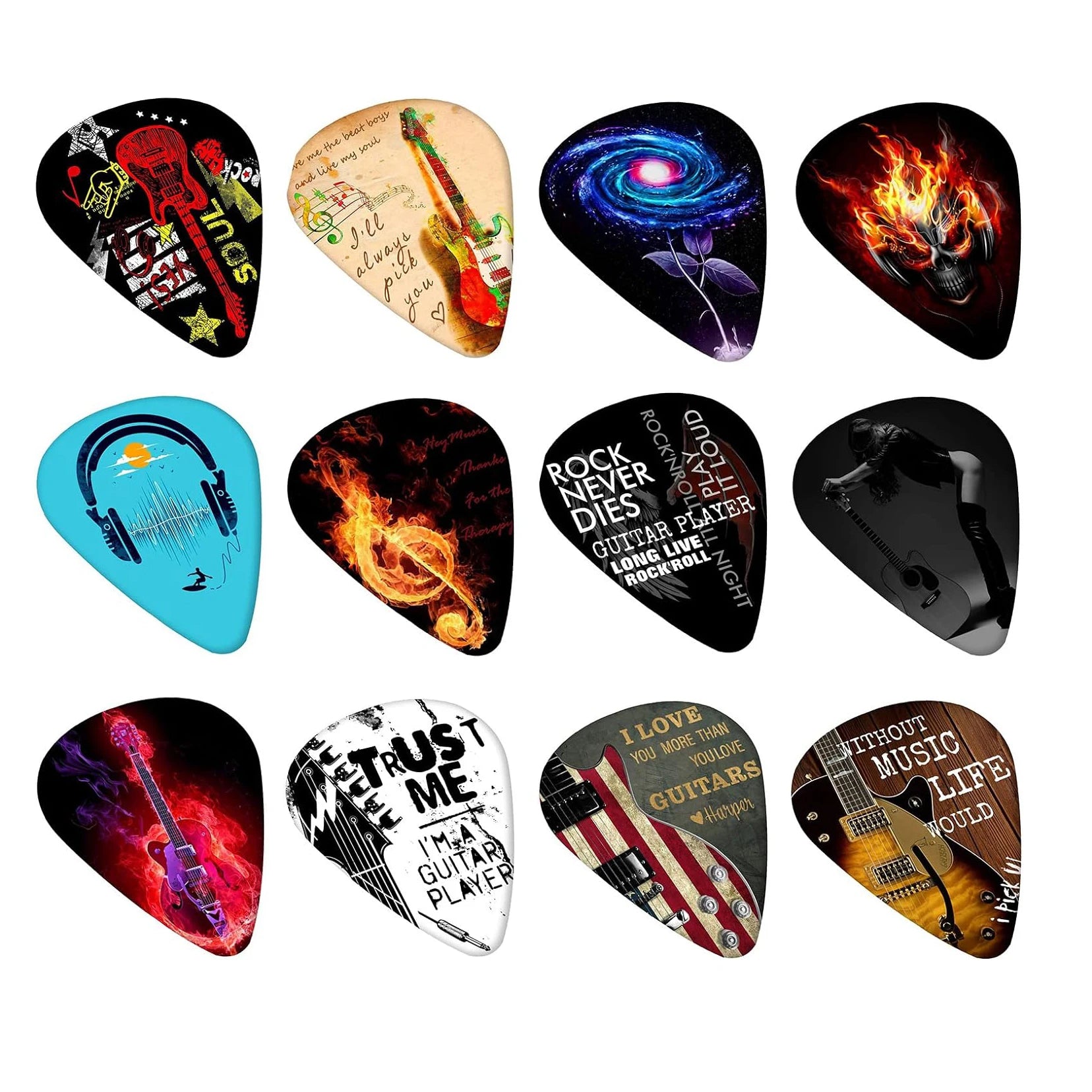 New 0.46/0.71/1.0Mm 12pcs/set Guitar Paddles Cartoon Couples Acoustic Guitar Picks Musical Instrument Accessories Pick Guitar