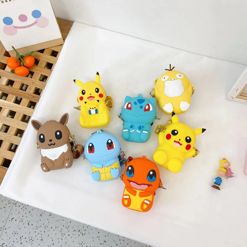 Pokemon Pikachu Lovely Fashion Bag Princess Small Storage Silicone Purse Messenger Cartoon Figures Model Toy Children's Gift Bag