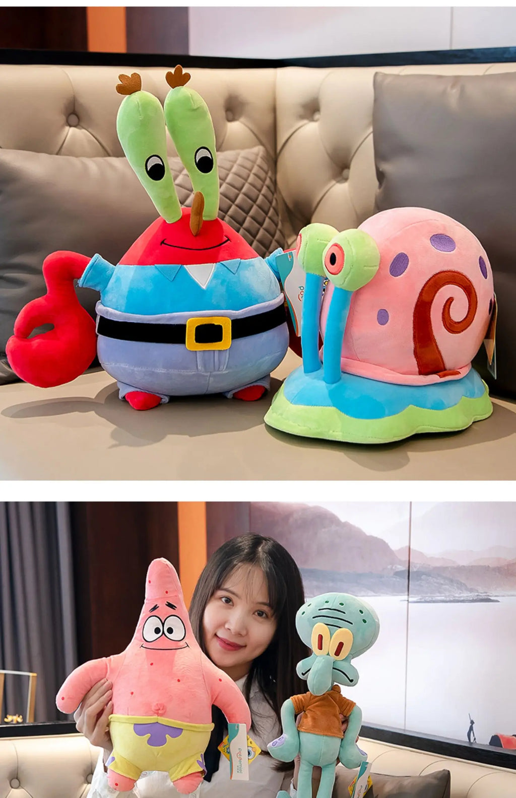 Anime Plushie Doll Spongebob Peluches Doll Squarepants Patrick Star Squidward Eugene Krabs Gary Kawaii Cartoon Stuffed Plush Toy