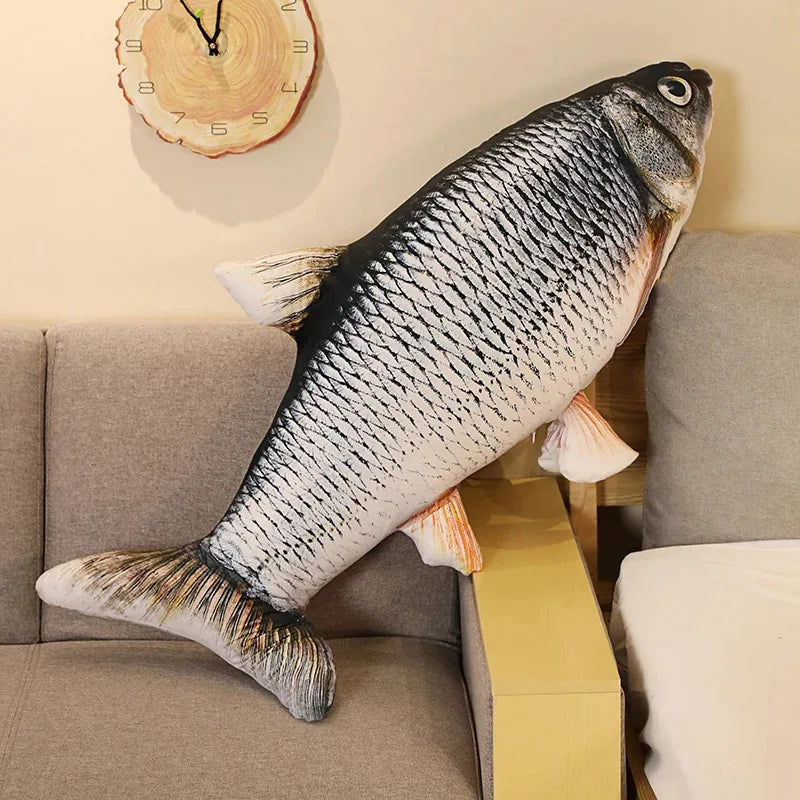 3D Simulated Grass Carp Plush Pillow Realistic Carp Doll 40 cm/60 cm Size Optional Sofa Cushion Bedroom Living Room Decoration