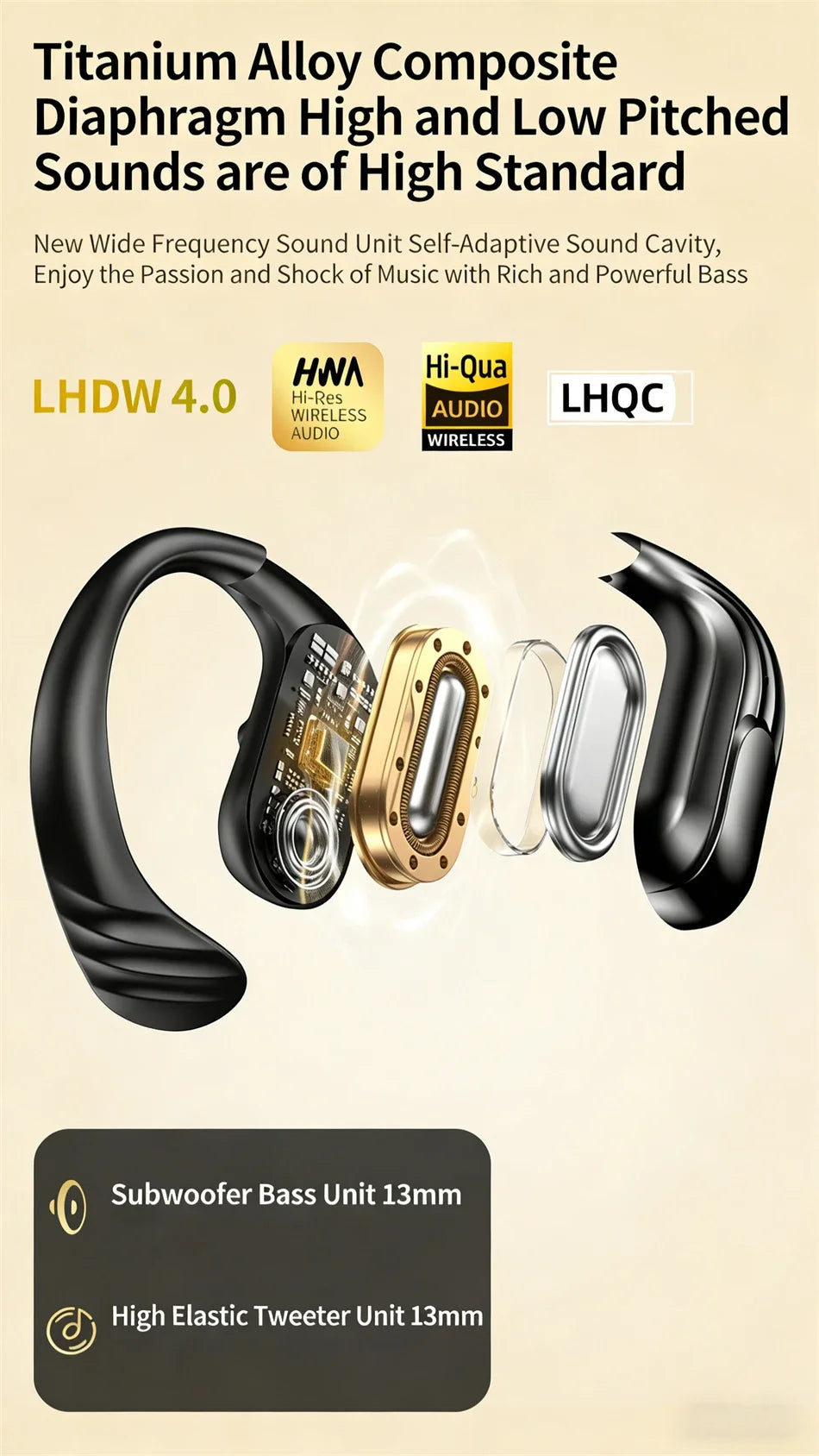 Wholesale Wireless Headphones Bluetooth 5.4 Earphones True with Mic Button Control Noise Reduction Earhooks Waterproof Headset