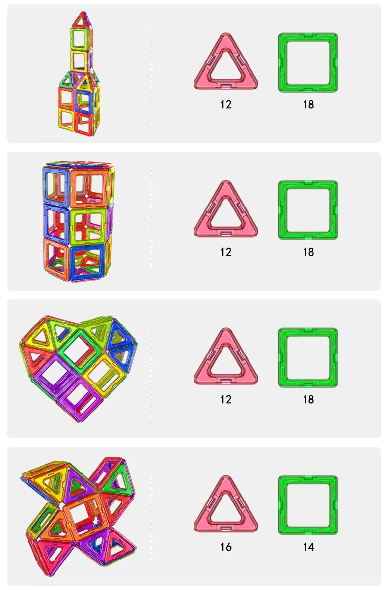 large Magnetic tiles Designer Magnet Building Blocks Accessories Educational Constructor Toys For Children Kids Girls Set Gift