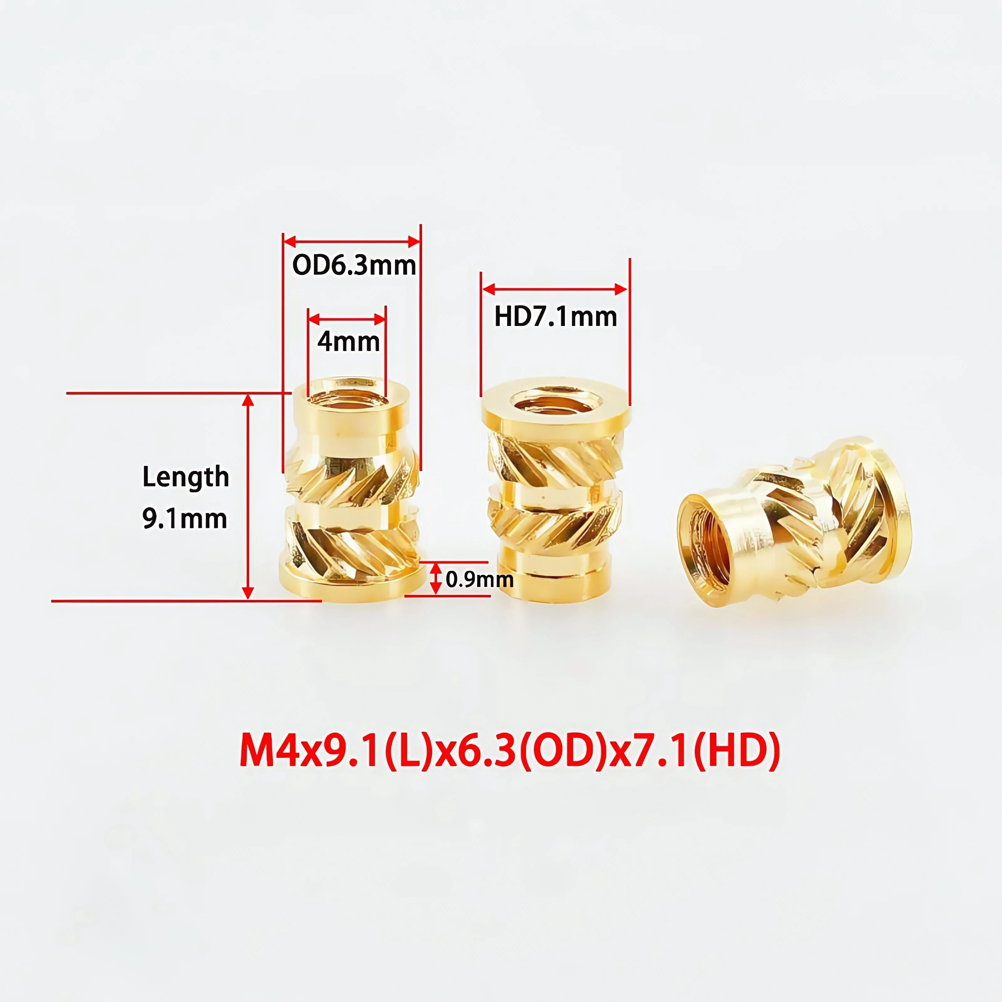 Brass Heat Insert Nut M2 M3 M4 M5 M6 M8 Hot Melt Flange Thread Knurled T-type Copper 3D Printing Injection Embedment Molding Nut