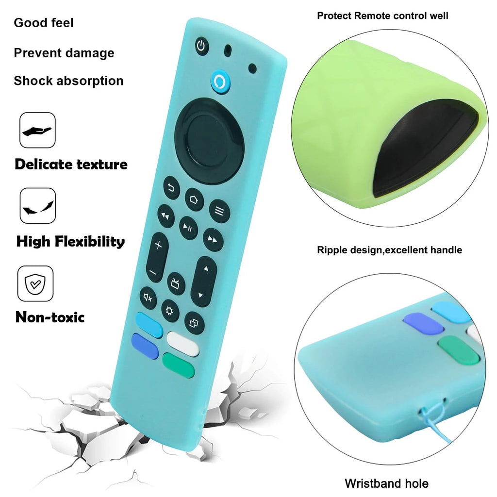 2Pcs Glow in The Dark Silicone Remote Case for Firestick 4K Max/Toshiba/Insignia/Pioneer/Omni (QLED) Series Alexa Voice Remote