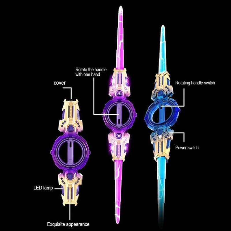 Outdoor Toy Bright Rotate Sword Multi-Color Flash LED Light Shine Cosplay Sword Toy Party Family Interactive Toy For Kids Adult