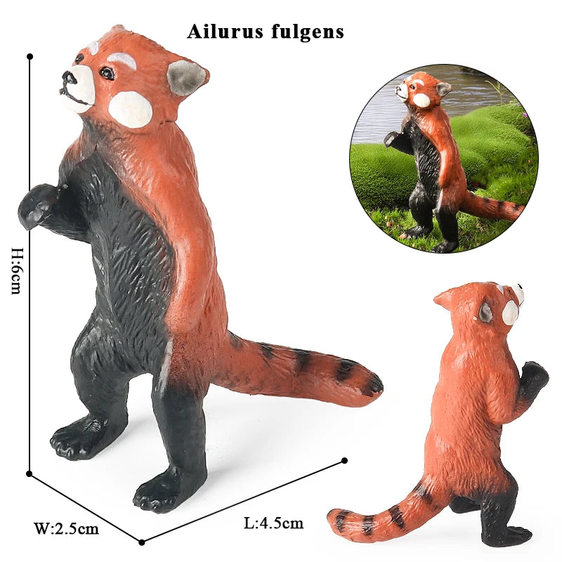 Oenux Simulation Wild Figurines Lesser Panda Raccoon Lemur Model Action Figures Forest Animals Home Education Kids Toy Gift