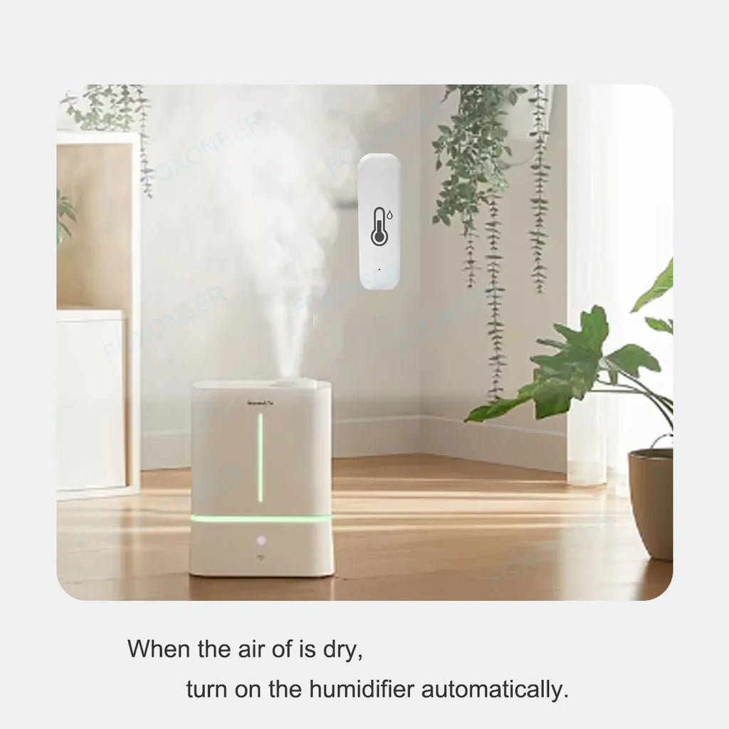 Zigbee Smart Temperature Humidity Sensor Indoor Hygrometer Controller Monitoring Work with Smart Speaker Alexa Google Home