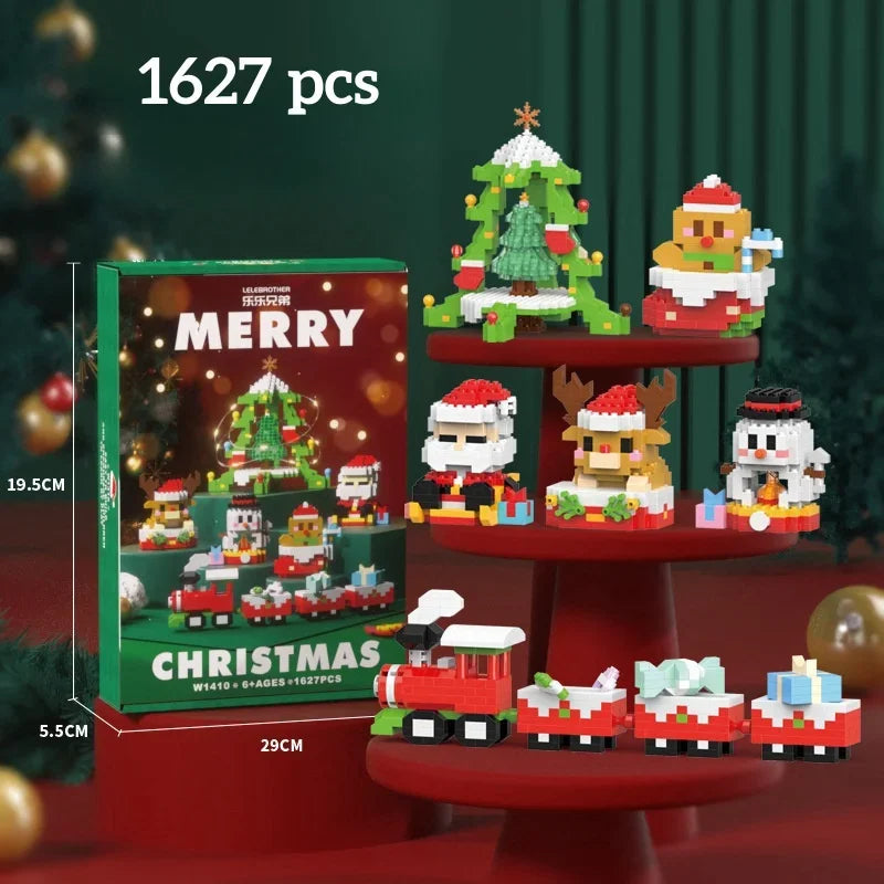 Knew Built Christmas Micro Mini Building Blocks Toys - Santa Claus, Christmas Tree, Reindeer, Snowman Elements - Perfect Gifts