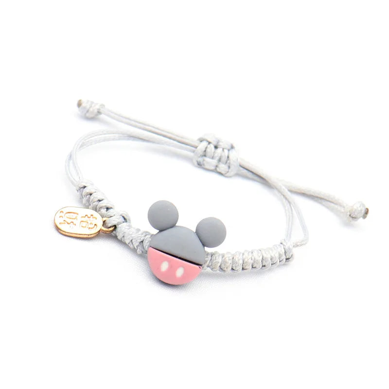New Mickey Mouse Bracelet Cute Hand Woven Rope Bracelets for Couple Student Fashion Jewelry Handicrafts Friends Birthday Gifts
