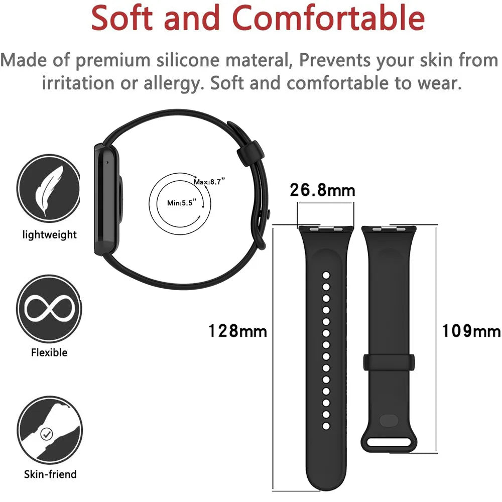 Soft Silicone Strap and One-piece Full Protective Case for Xiaomi Mi Band 9 Pro Strap Smart Band