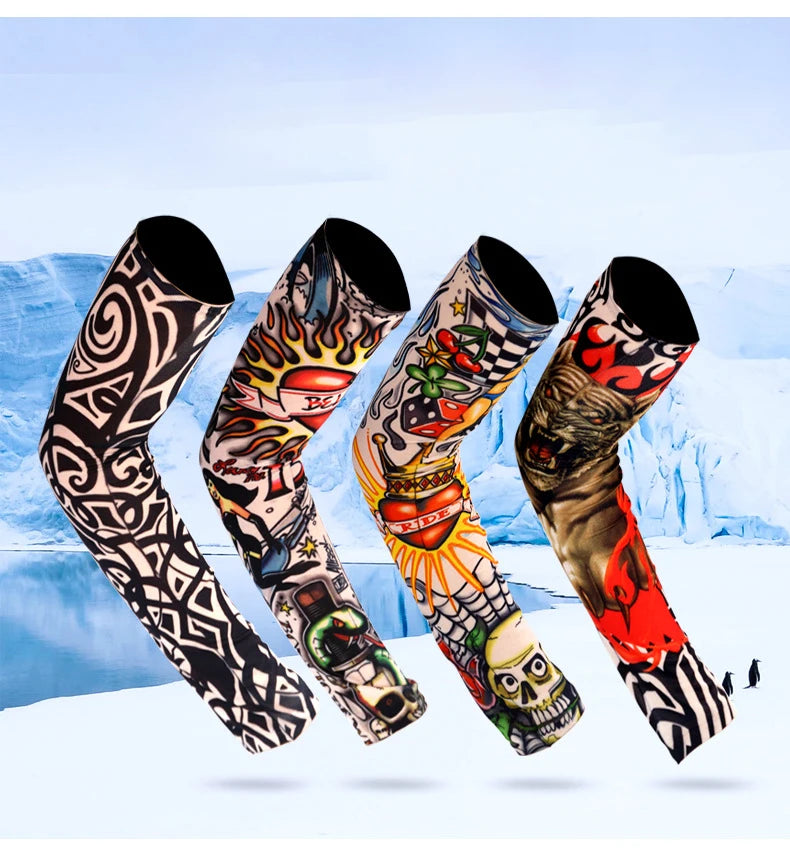 6 PCS Tattoo Sleeves Unisex Summer Cycling Sun Protection Arm Covers Beach Driving Fishing Breathable Nightclub Elastic Sleeves