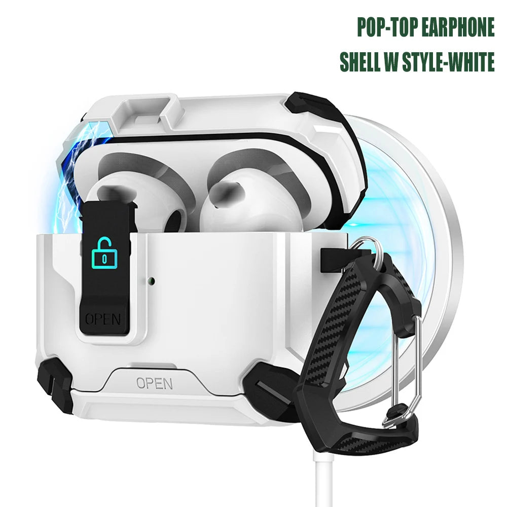 Luxury Bracket Case For AirPods Pro 3 3nd Automatic Lock Compatible With MagSafe For Men Apple Air Pods Pro 2 4 3 2 1 Pro2 Cover