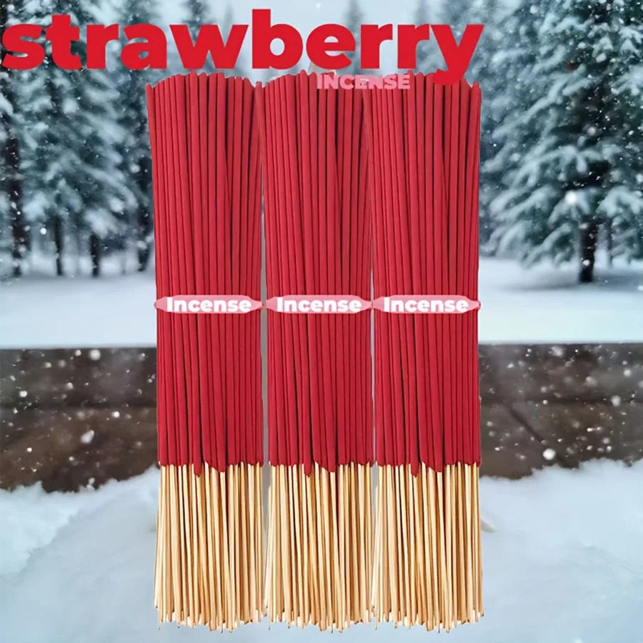 Red High-Quality Creamy Strawberry Incense Stick - Long-Lasting Strawberry Scent with Woody Notes, Fruit Meditation Yoga Home Office Party Holiday Gift, Eliminates Fatigue, Long-Lasting Fragrance (Doesn'T Scatter, Burns Evenl
