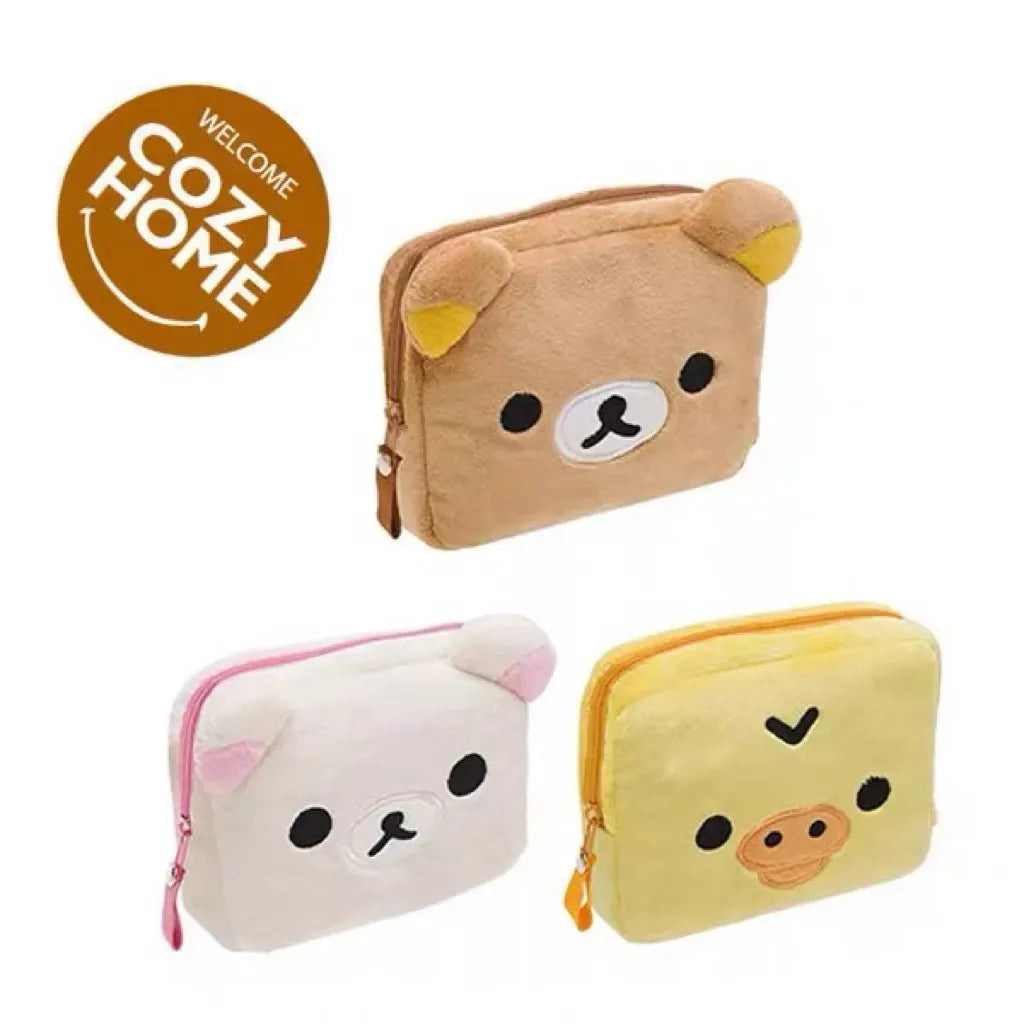 Rilakkuma Cute Makeup Organizer Storage Bag Cartoon Bear Plush Kawaii Cosmetic Cosmetic Bags Vanity Beauty Case Cute Pencil Case