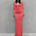 New women's dress long skirt casual slim long-sleeved home dress