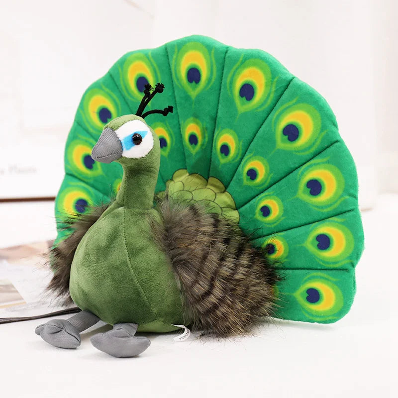 Cute Simulation Green Peacock Plush Toy Blue Peacock Doll Decorative Ornament Gift Bird Doll Zoo Souvenir Ornament Photo Props