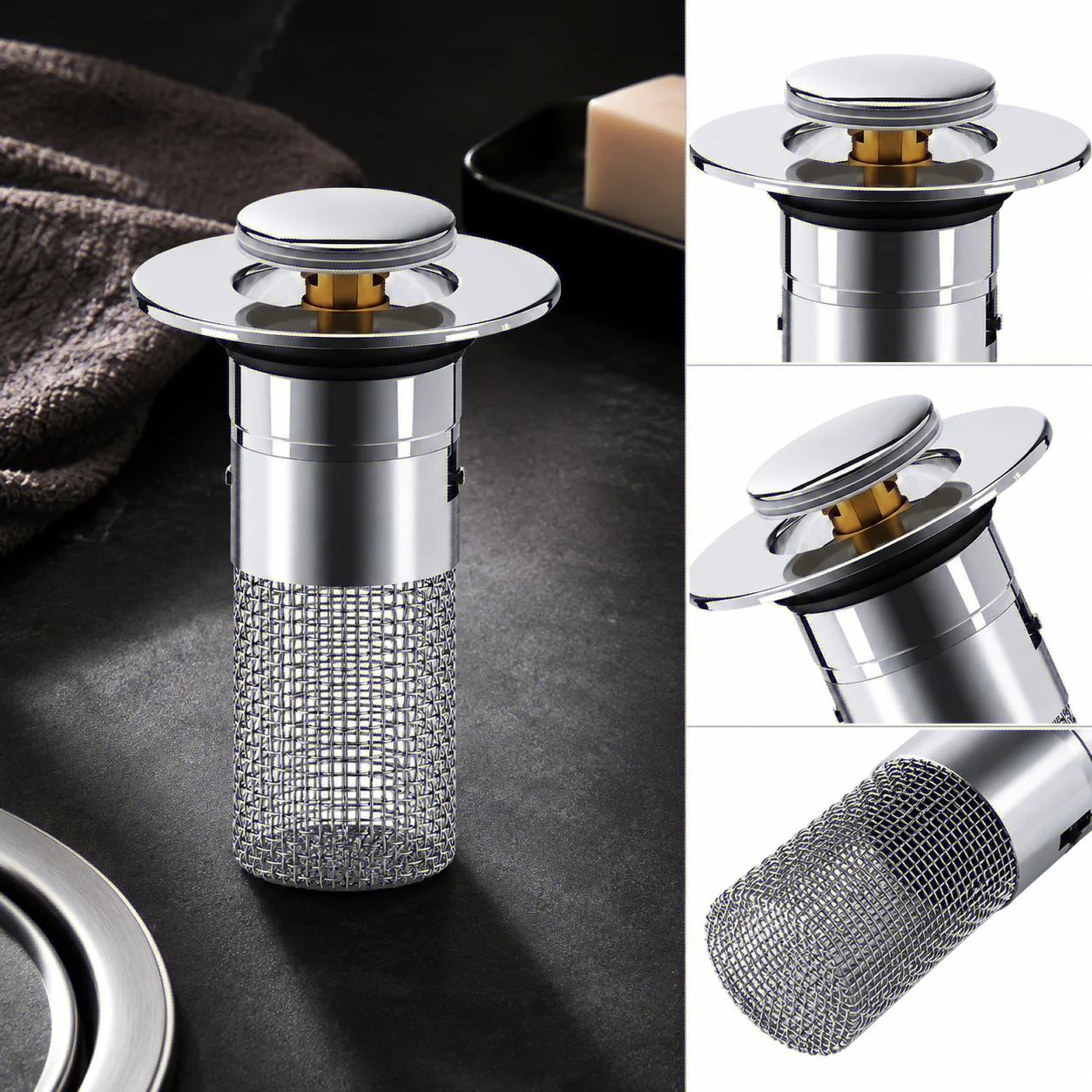Universal Sink Accessory 2026 Stainless Steel Washbasin Drain Pipe Leak Proof Odor Proof Bullet Core Pressure Type