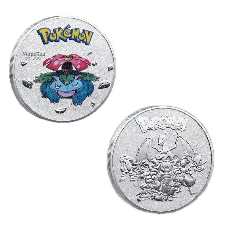 Anime Gold Plated Gold Coin Game Commemorative Coin Pikachu Mewtwo Charizard Gold Coin Game Collection childrens gift