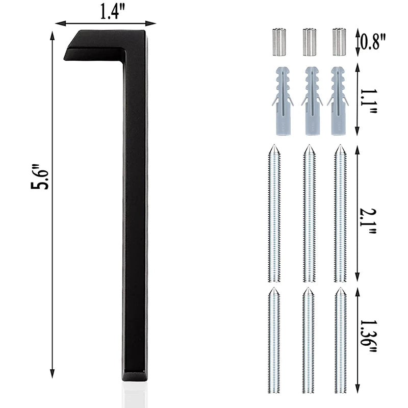 5.6inch Apartment Door Numbers Waterproof Zinc Alloy Street Mailbox Home Address Signs Black Modern House Floating Plate Digit
