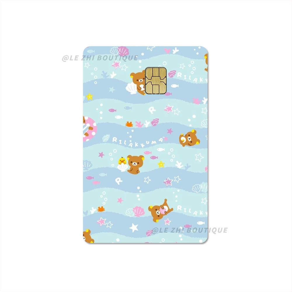 Japan Anime Cute Cartoon Bear Credit Debit Card Sticker Kawaii Bus Pass Diy Waterproof Small Chip Film Sticker Decoration