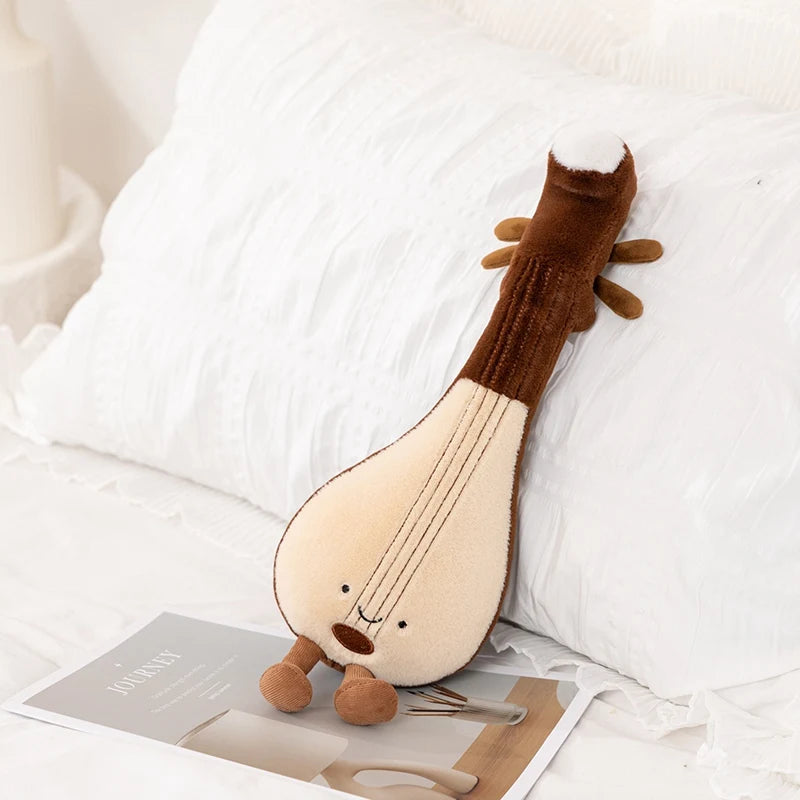 Cute Musical Plush Toy Soft Violin 30cm Guitar Pipa Tuning Fork Note Stuffed Doll Instrument Gift for Kid Music Lover Home Decor