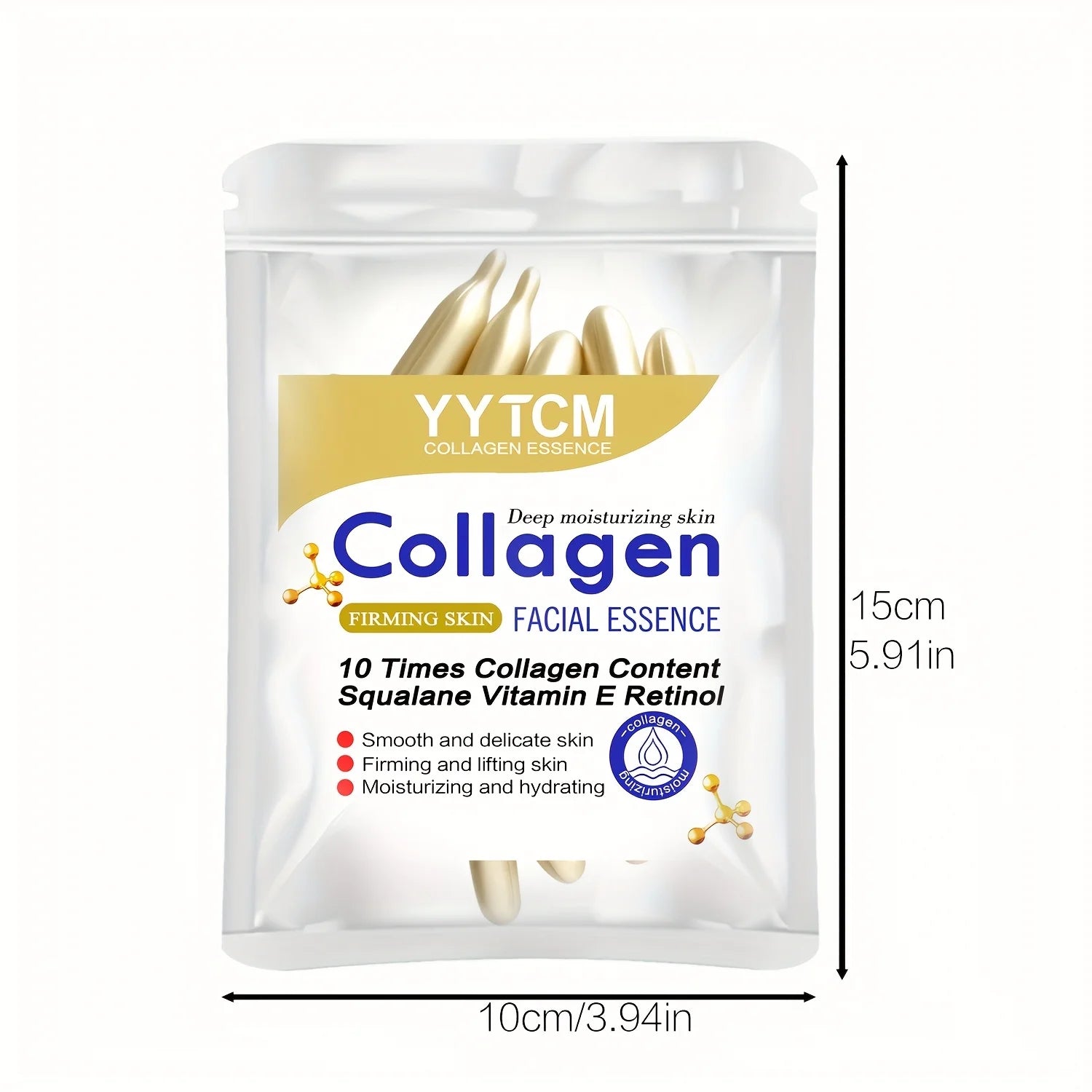Collagen Firming Capsule Essence, Moisturizing and Smoothing the Skin, Contains Plant-Based Squalane, Retinol, and Vitamin E Deep Hydration Essence (0.4Gx30 Capsules)/Bag-1 Bag