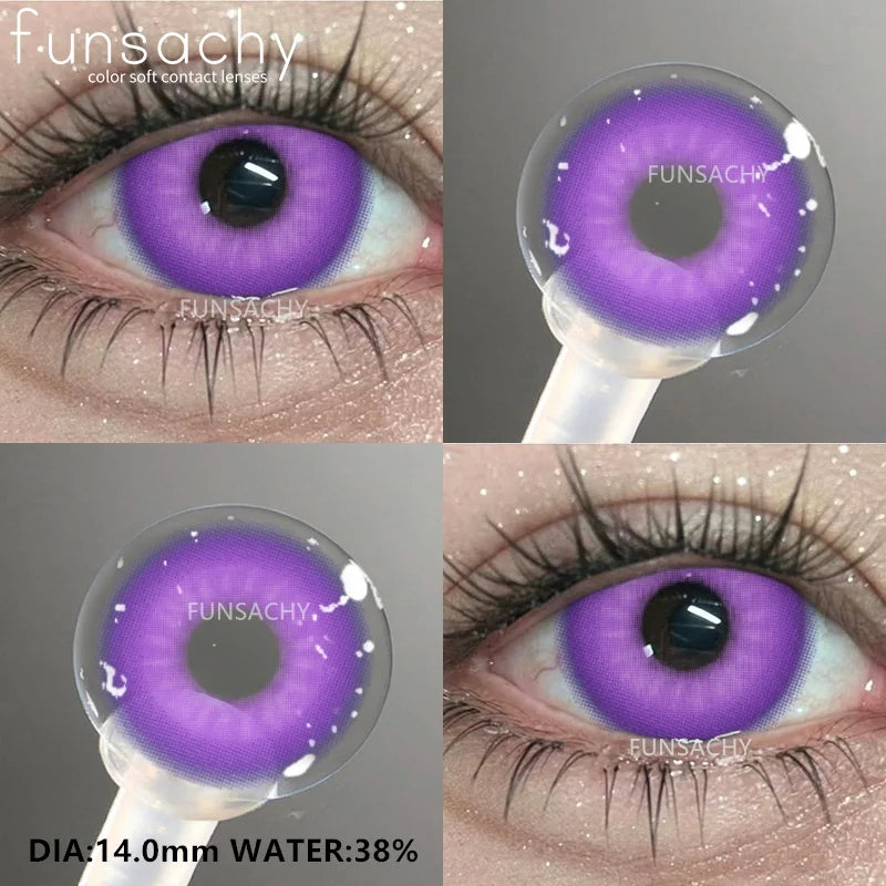 FUNSACHY 1Pair Colorful Cosplay Contact Lenses for Eyes Colored Fashion Pink Contacts Lens Green Cosmetic Pupil Yearly Red Lens