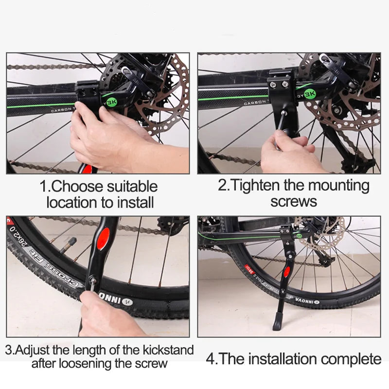 MTB Road Bicycle Kick Stand Aluminum Kickstand 24/26/27.5/29/700C Adjustable Mountain Bike Support Side Rear Parkingrack