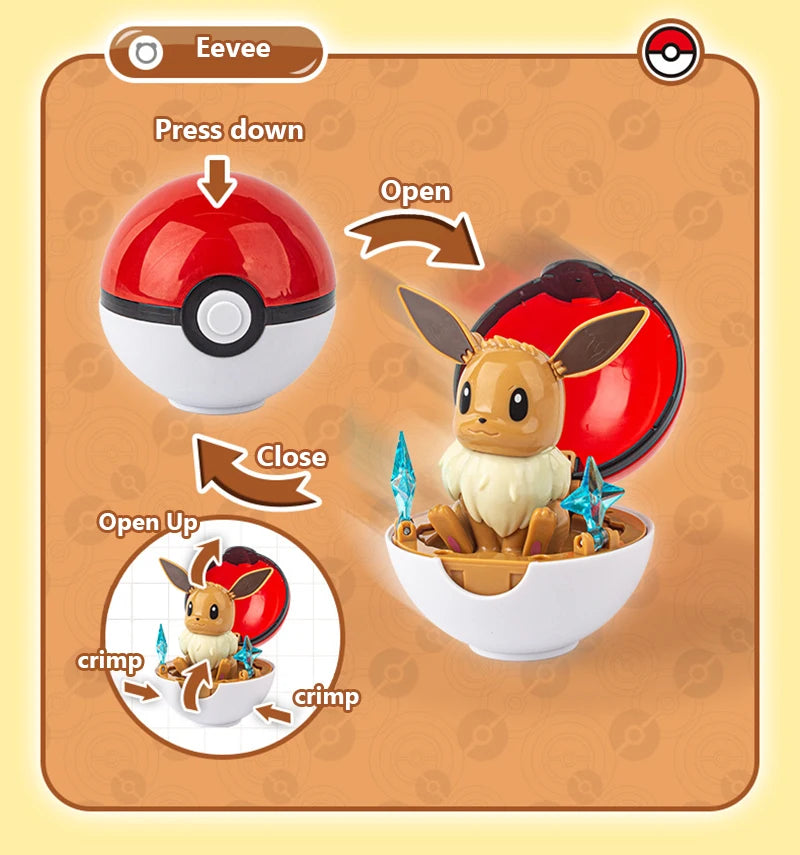 Funny Pokemon Transformation Cartoon Model Pokeball Pikachu Toys Scalable Anime Figure Dolls Model Ornaments Kids Birthday Toys