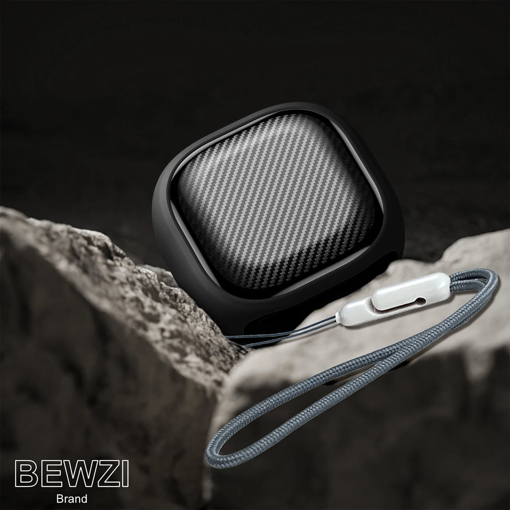 For Samsung Galaxy Buds FE, Buds Pro, Buds2 Pro, Buds Live, Buds2 Case Cover, Vogue Fiber Stripe Protection Case with Lanyard