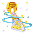 Climbing Stairs Track Toys Electric Duck DIY Rail Racing Track Roller Coaster Toys Set Light Music Educational Toy For Kids Gift