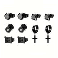 5 Pairs Stainless Steel Earrings Cross Dangle Hinged Earrings, Cubic Zirconia Stud Earrings For Men, Ear Piercing Jewelry