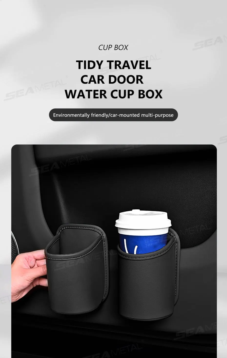 SEAMETAL Universal Car Door Cup Holder Box Back Clip Design Drink Rack Storage Bin Car Seat Back Water Cup Box Organizer Pocket