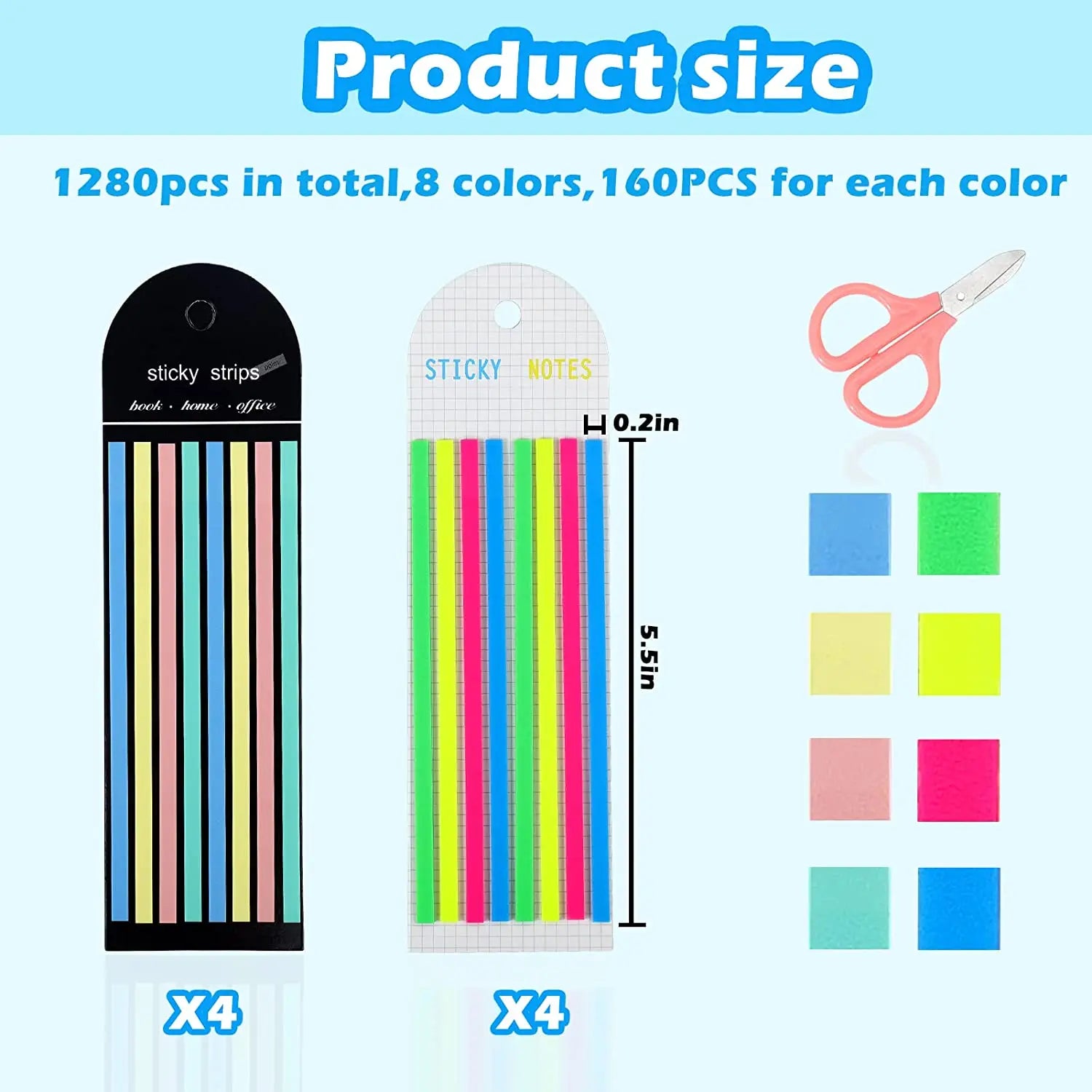 5 Roll 5 Colors Stickers Transparent Fluorescent Index Tabs Flags 5m Sticky Note Stationery Children Gift School Office Supplies
