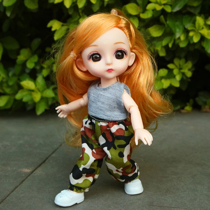 BJD 16CM Doll 13 Movable Joints Casual Fashion Princess Clothes Suit Accessories Nude Decoration Multicolor Hair Girl Gift Toy