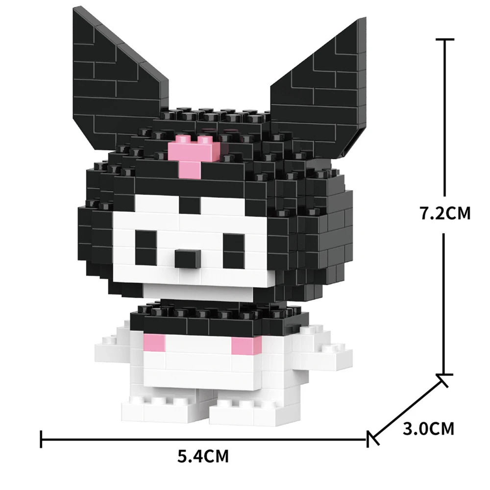 Cartoon Anime Hello Kitty Blocks Kuromi My Melody Cinnamoroll Mouse Building Blocks Doll Toy Kids Birthday Gift