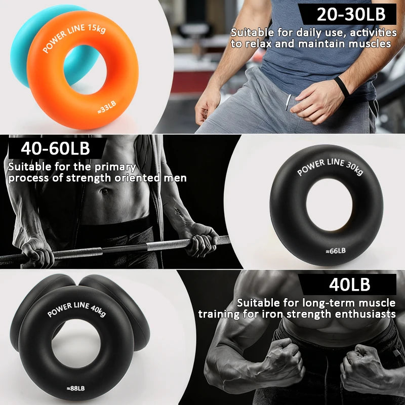 Silicone Hand Trainer Finger Gripper Ring Hand Power Gripper Ring Stress Relief Gym Home Workout Exercise Fitness Equipment