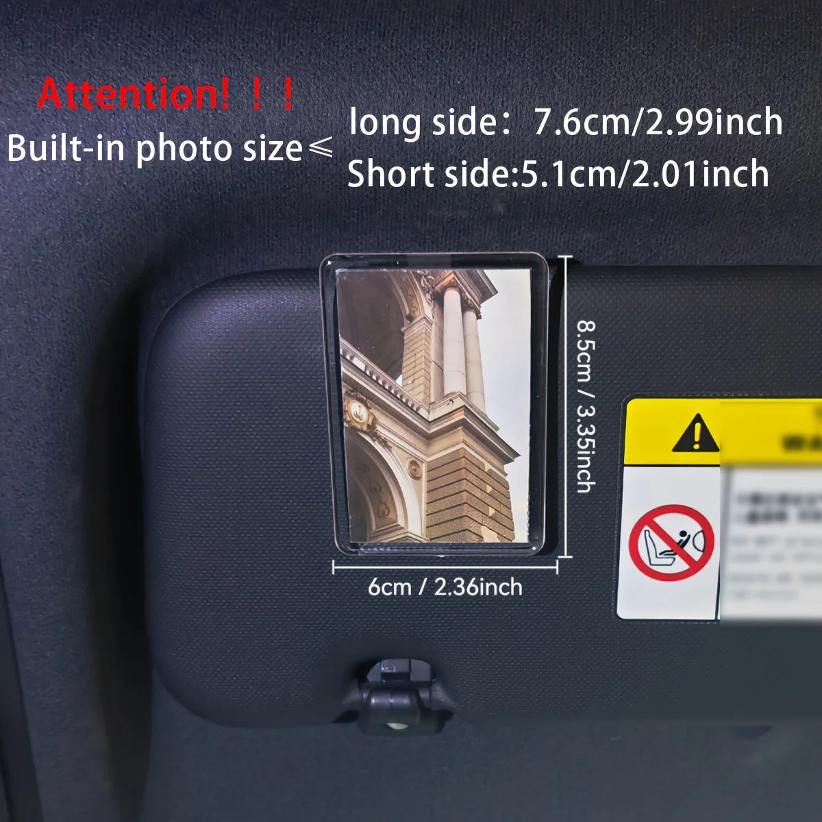 1pc Custom Sun Visor Photo Clip Scratch Resistant Personalized Photo Frame Tool-Free Installation No Charging Required