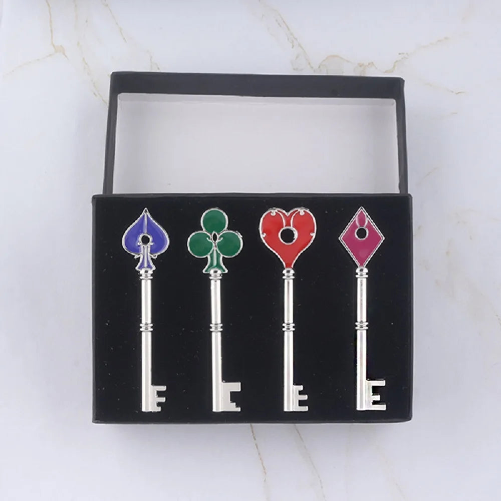 Residents Evils Remake RPD Keys Set Raccoon Police Department Square Plum Heart Logo Keychain Cosplay Costume Accessories Gift