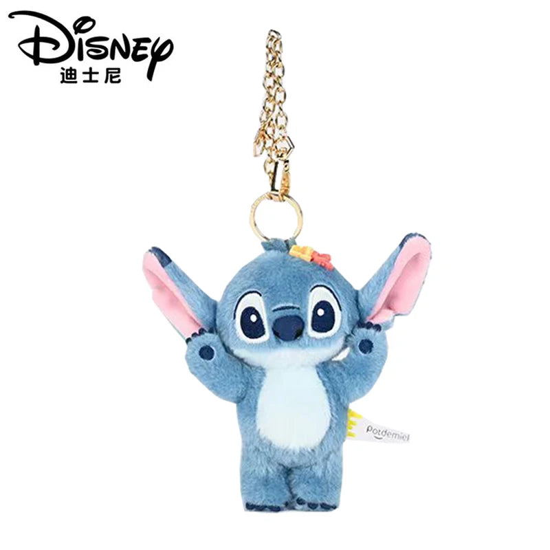 Genuine Disney Stitch Lotso Plush Toys Keychain Pendant Accessories Cute Cartoon Stuffed Doll Key Ring Toys Key Chain Gift
