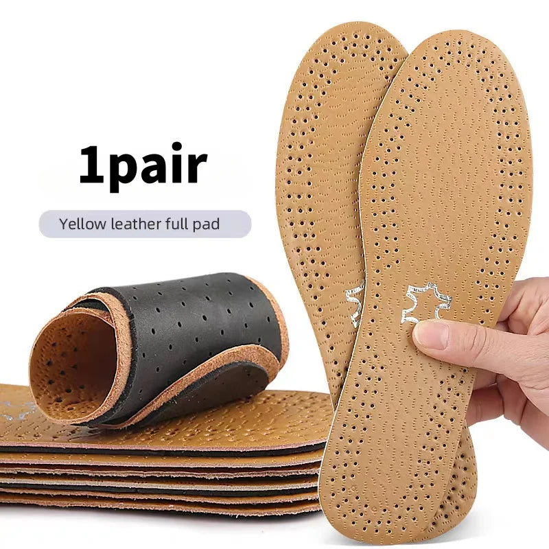 1 Pair Leather Leisure Insoles for Shoes Ultra thin Deodorization Breathable Shock Absorption Cushion Sole Insert